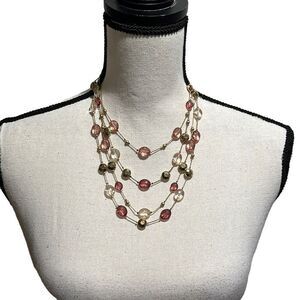 4 tiered chain and beaded necklace